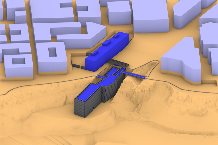 3D Model of Target and Surrounds Utilised for Numerical Modelling